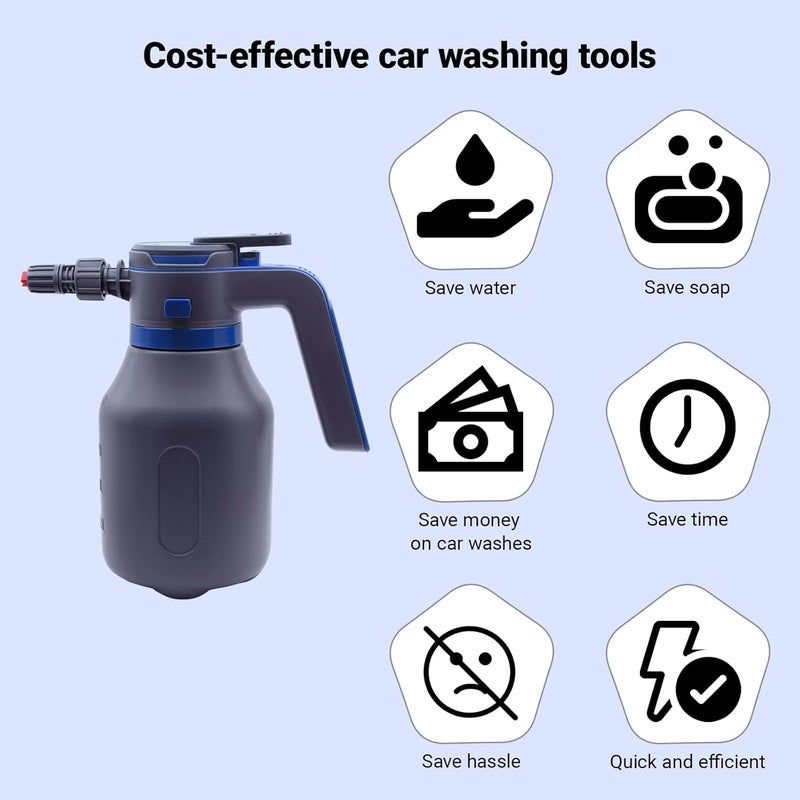 YDFL Electric Foam Sprayer 2L,75PSI Electric Pressurized Foam Sprayer for Car Washing,Rechargeable Pump Sprayer with 2 Modes,Suitable for Car Cleaning Detailing Home Garden - Image 4